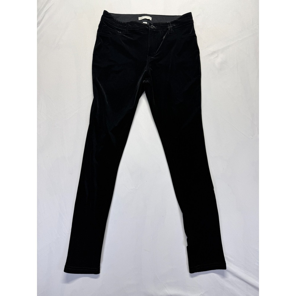 Cato Velvet Ankle Pants Womens 8 Black Stretch Mid Rise Skinny Leg Streetwear